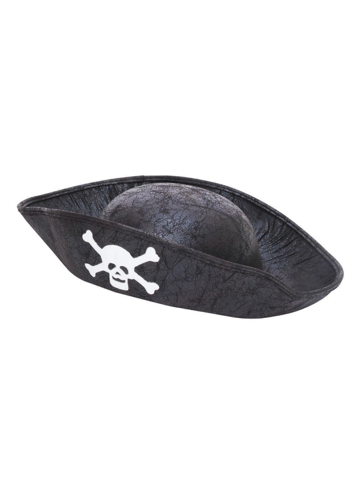 Kids Black Pirate Tricorn Hat Skull Crossbones Fancy Dress Boys Girls