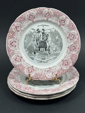 Lot de 4 Assiettes Parlantes "LES AUTOMOBILES" St Amand et Hamage Terre de Fer