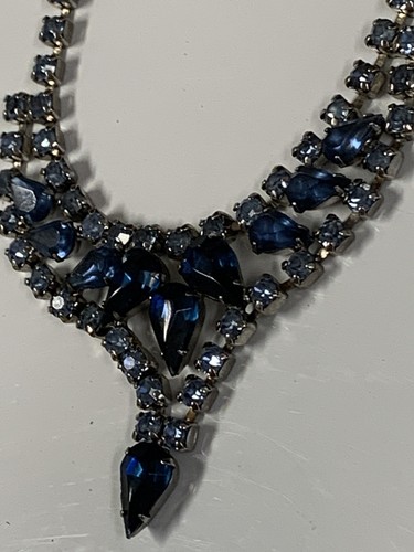 Vintage Konvolut funkelnde Strass Halsketten Chokers blau gold schöne Auswahl - Bild 2 von 24