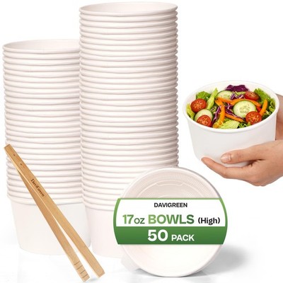 50-Pack 17 oz Soup Containers With Lids   Disposable Soup Bowls To-Go, Leak-P...