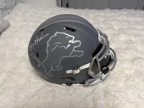 Barry Sanders Autographed Detroit Lions Full Size Authentic Slate Helmet w/Visor