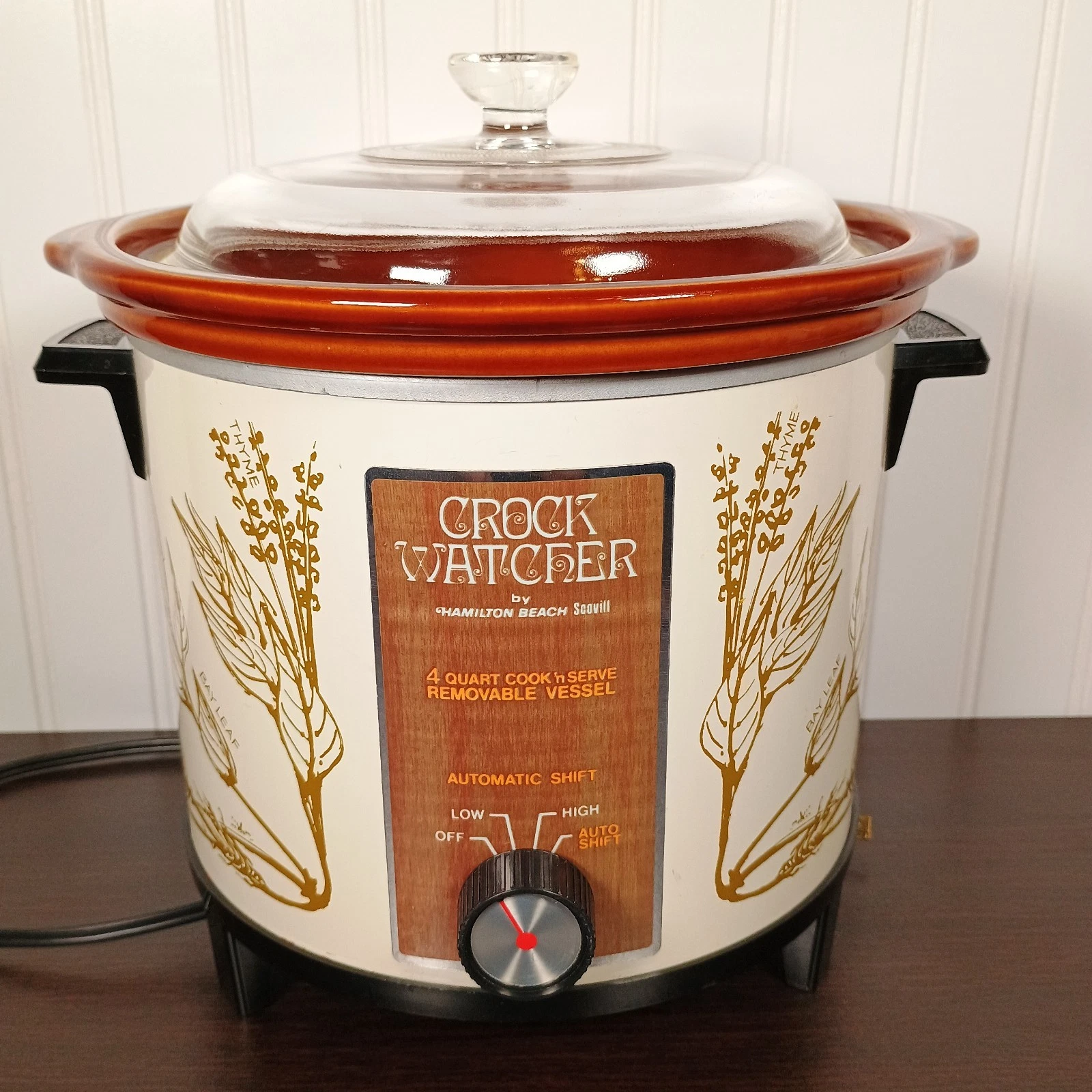 Vintage Hamilton Beach Model 415-1 Crock Watcher 4 Quart Slow Cooker Pot Herbs
