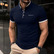 2025 Men's Summer Button Pocket Sports Polo Shirt Short Sleeve T-Shirt