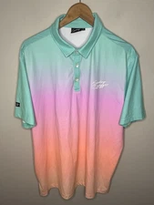 Sunday Swagger Golf Polo Rainbow Neon Print Men’s XL Wicking Performance