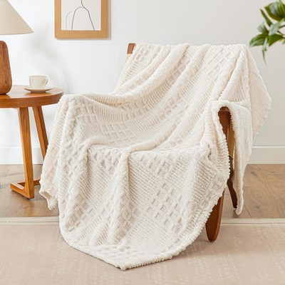 Fleece Blanket Throw XL Cozy Lightweight 3D Turtle Shell Jacquard for Couch Bed