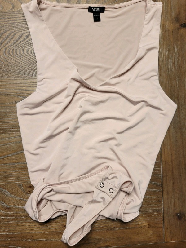 Express Light Pink Stretch Solid Women's One Piece Bodysuit, Size XS