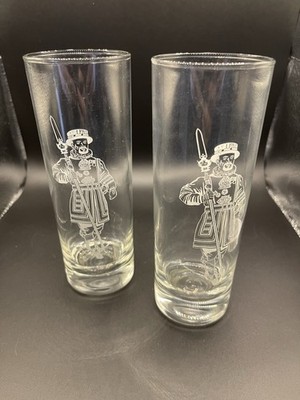Pair Of(2) Beefeater Gin Etched Highball Glasses