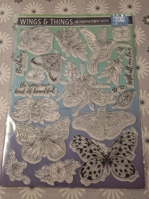Practical Publishing WINGS AND THINGS Craft Stamp Set Butterflies Bumble Bee