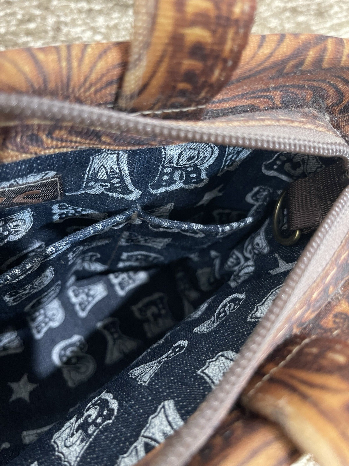 Harveys Seatbelt Bag With Owl Print Harveys Brown Shoulder Bag