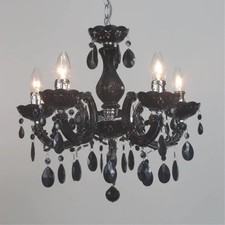 5 Light Dual Mount Chandelier - Black with LED Bulbs