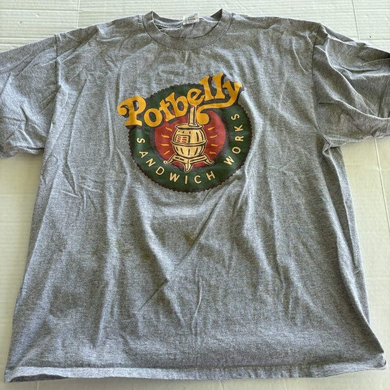 Potbelly Sandwich Works Gray T-Shirt First Class Dive Vtg Sz XL A2884