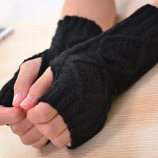 Knitted Half Finger Gloves Women'S Warm Soft Winter Gloves Handschoenen Mittens 