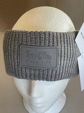 COACH NY WOOL BLEND HEADBAND LEATHER PATCH IN GREY OS