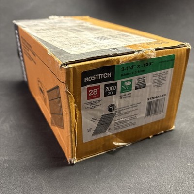 NEW BOX of 2000!  3-1/4  x .120 Bostitch Galvanized Round Head Nails S12DGAL-FH