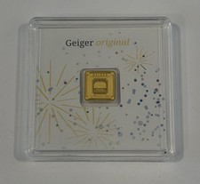 Geiger Edelmetalle Original Fireworks Label 1 Gram Gold 9999 Square In Assay 5598.31 per troy oz