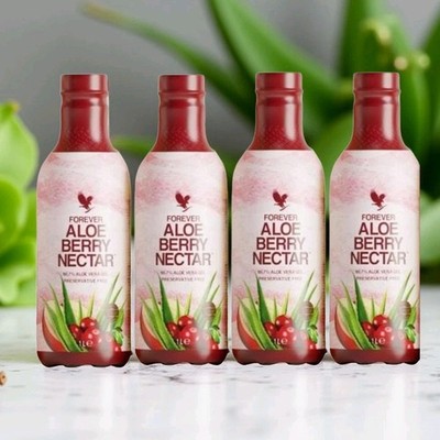FOREVER Aloe Berry Nectar 4×1L Aloe Vera Gel mit Cranberry & Apfel Originalware 