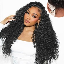 7x5 Deep Wave Glueless Wigs Human Hair Pre Plucked Pre Cut HD Lace 200 Densi...