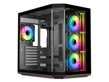 DIYPC ARGB-N3-PRO Black Tempered Glass ATX Gaming Computer Case w/ 3 xTempered