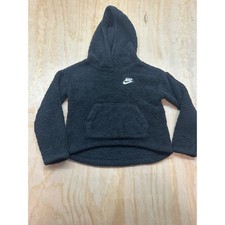 Nike Girls Black Sherpa Fleece Hoodie Pullover Size 6X Large 6-7 YRS
