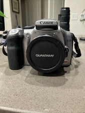 Canon EOS Rebel W/ EP-EX15 Guard, Quantaray QTB-9500A Flash & 2XAF Lens USED