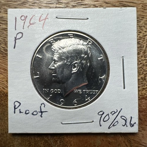 1964 P Kennedy Half Dollar | Proof | 90% Silver | Strong Mirrors | Philadelphia