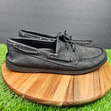 Sperry Mens Top-Sider Original 2 Eye Size 10 M Black Leather Boat Shoes 0836981