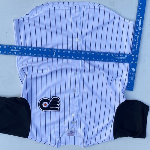 Maglia baseball vintage NHL Philadelphia Flyers Majestic taglia L gessato come nuova - Foto 5 di 8