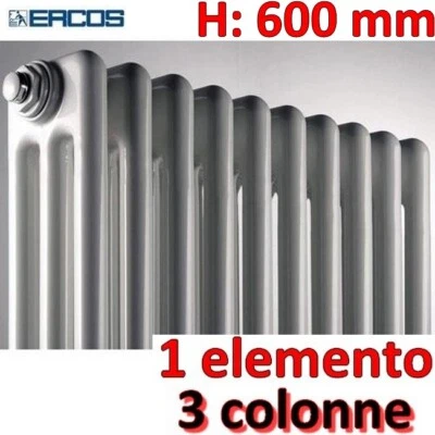 ERCOS - PONSI Radiatore tubolare bianco in acciaio 3 colonne - H 600 mm - Comby Ercos