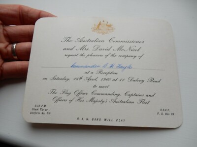 australian navy in SINGAPUR ? 1960 EINLADUNG 16 X 11 CM DALVEY ROAD ? 