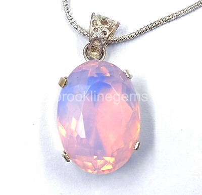 65.00 Ct Oval Cut  Natural pink Opal  925 Solid Silver Pendant Gemstone 5JRA