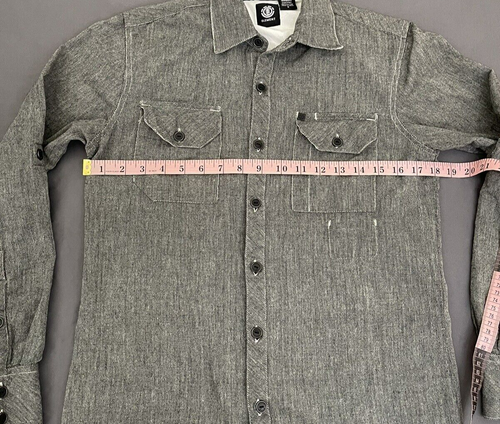 Element Mens Gray Long Sleeve Roll Tab Button Up Shirt Adult Small Dress Shirt - Picture 10 of 11