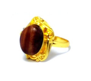 Authentic Red Tiger Eye Rings Gold Plated Handmade Rare Flash Gemstone Jewelry Ring Size-9