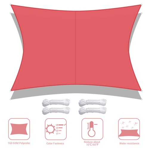 Rectangle Sun Shade Sail Canopy 97% UV Block Patio Awning Outdoor Garden 10x6 Ft - Imagen 8 de 9