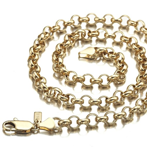 18K YELLOW GOLD ROLO CHAIN 2.5 MM, 17.7 INCHES, NECKLACE, CIRCLES, MADE IN ITALY