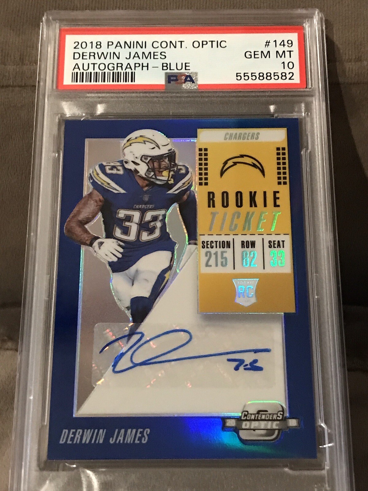 Derwin James Panini Contenders Optic #149 Autograph-Blue