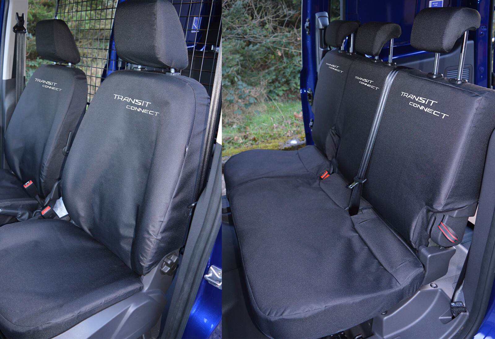 Fundas de asiento de alta resistencia para Ford Transit Connect Tourneo con 5 logotipos 2013-22