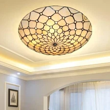 20" Tiffany Chandelier Stained Glass Ceiling Light Retro Flush Mount Fixtures