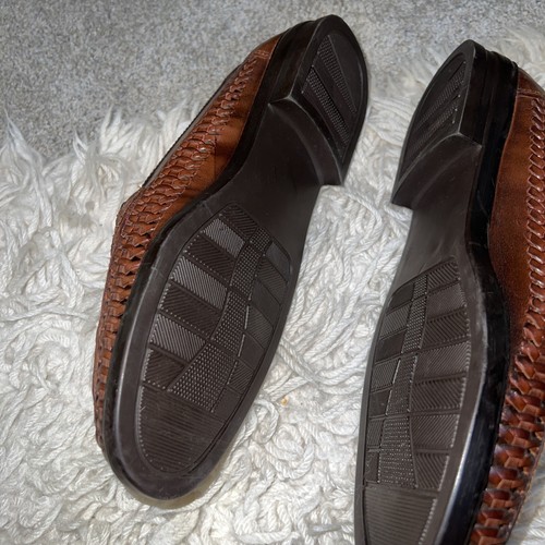 Verde International Herren Größe 10 M Braun Leder Gewebt Halbschuhe Slipper Schuhe - Bild 7 von 7