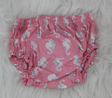 NWT Pottery Barn Kids 100 Cotton Diaper Cover Seahorses White Pink 3-6 M 10