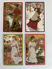 Girl Lady Woman Bird Flower Duck Spring Autumn Season Vintage Swap Playing Cards