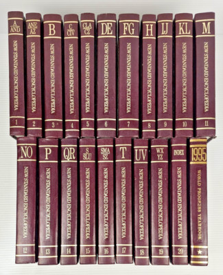 New Standard Encyclopedia Set Vintage Complete 21 Books Burgundy Prop Library