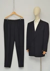 BRIONI Black Wool Plaid Double Breasted Suit Blazer + Trousers XL Made in Italy