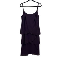 Patra Womens Cocktail Dress Formal Evening Tiered Lined Purple Plum Size 16