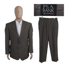 Jos A Bank Signature Collection Olive Glen Check Wool Silk Suit 41R Pants 35X31