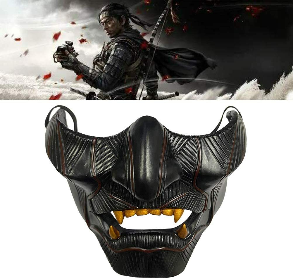 Masque Demi-Face Hannya Ghost Of Tsushima Jin Sakai - Cosplay Samouraï Chevalier - Décoration Halloween Nezababy
