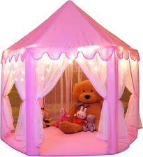 Princess Tent Girls Large Playhouse Kids Castle with Star Lights Toy Play Baby  
