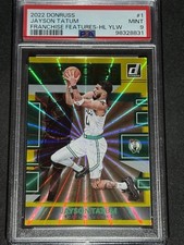 PSA 9 2021-22 Donruss Franchise Features Holo Yellow Laser #11 Jayson Tatum /25