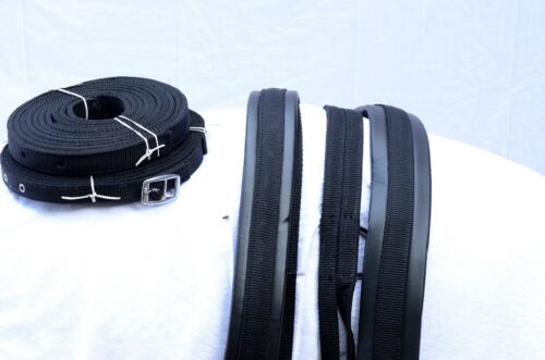NYLON WEBBING HORSE HARNESS SET TWO TONE FOR SINGLE HORSE WITH BLACK/BLUE - Picture 3 of 5