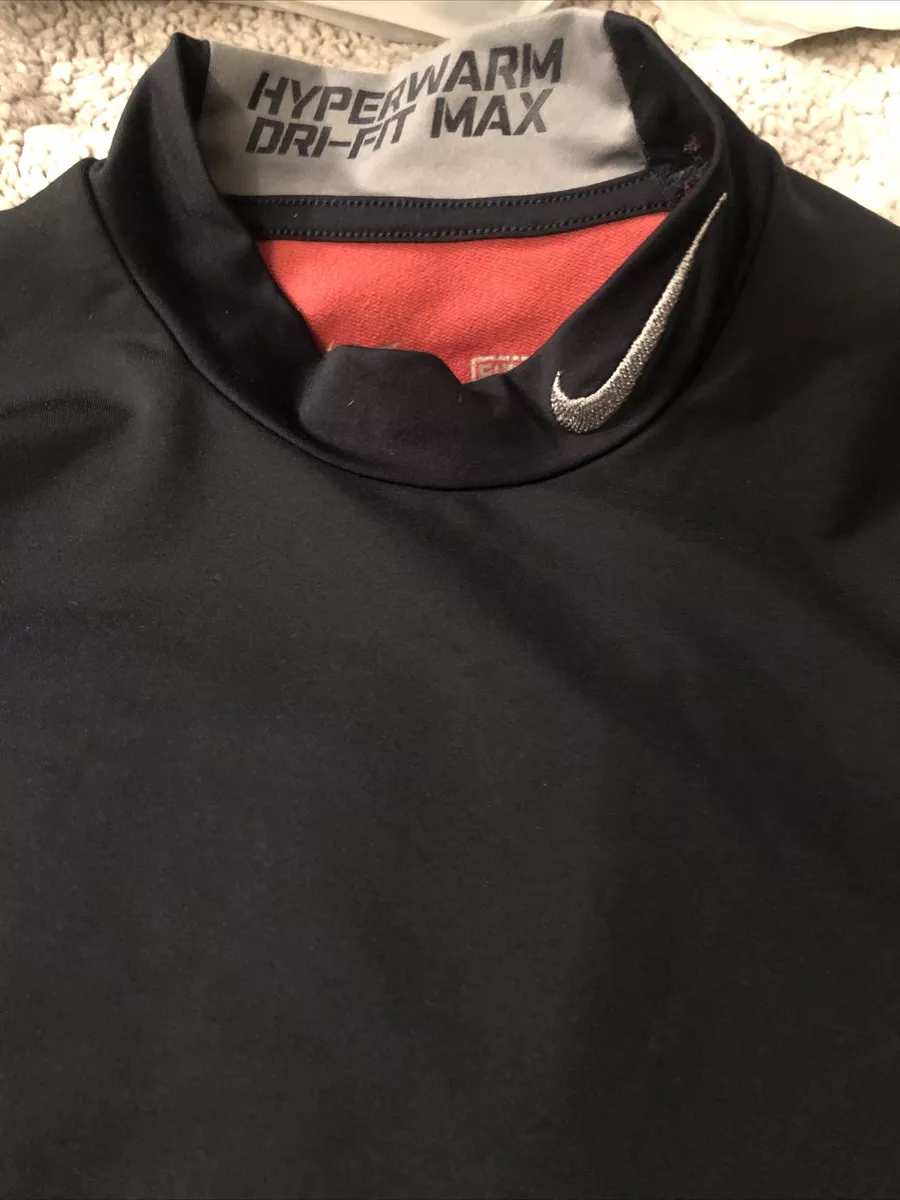 Nike Pro Combat Hyperwarm Dri Fit Max M Fitted Mock Turtleneck Black Grey | eBay