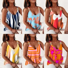 Vest Tank Top Blouse Camisole Sleeveless Tops Fashion Printed Hoilday Casual